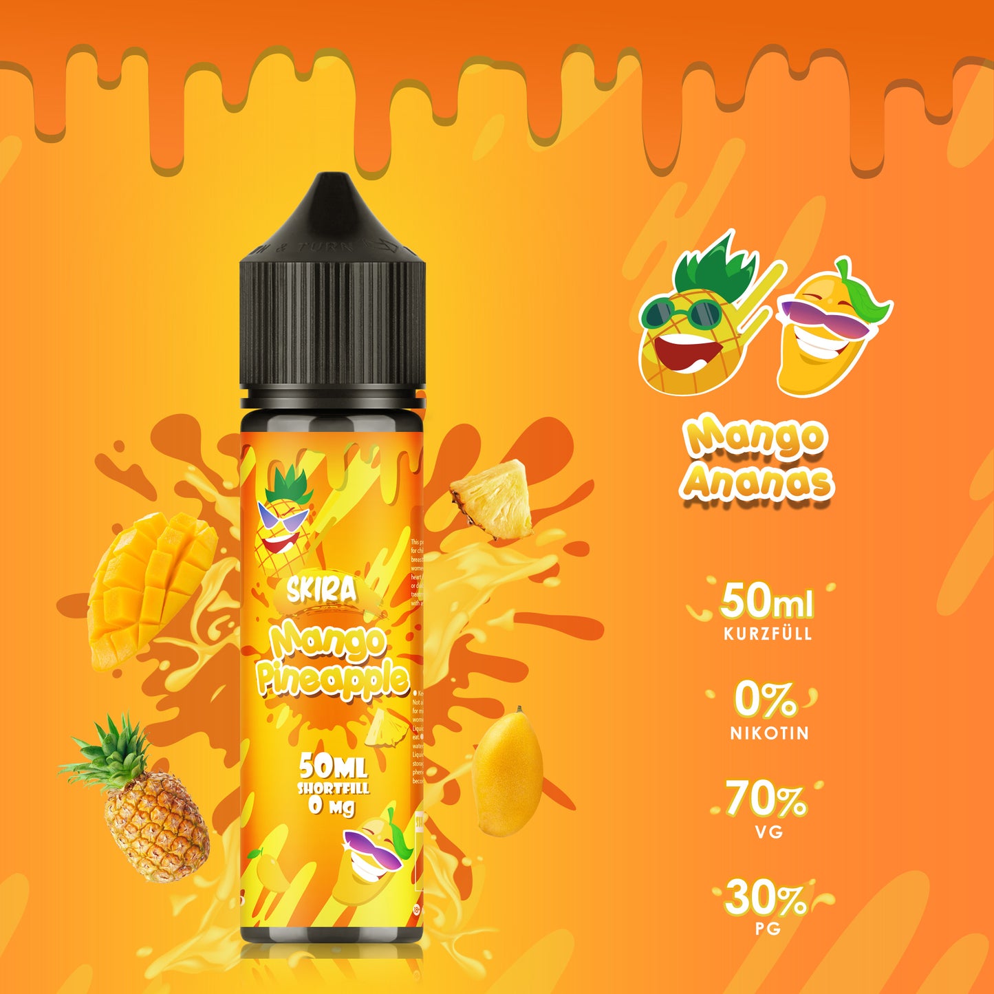 SKIRA Shortfill E Liquid Multifruit 70/30 - Pack of 3 - 50ML