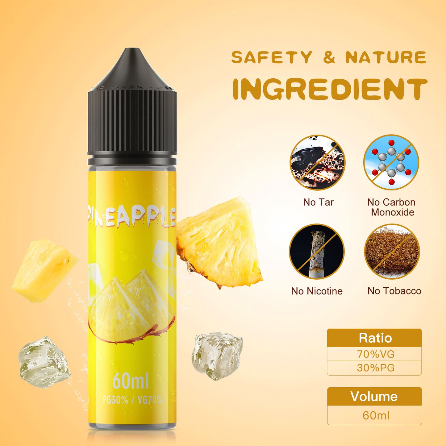 MECIGA E Liquid 60ML Pineapple - No Nic Pack of 5