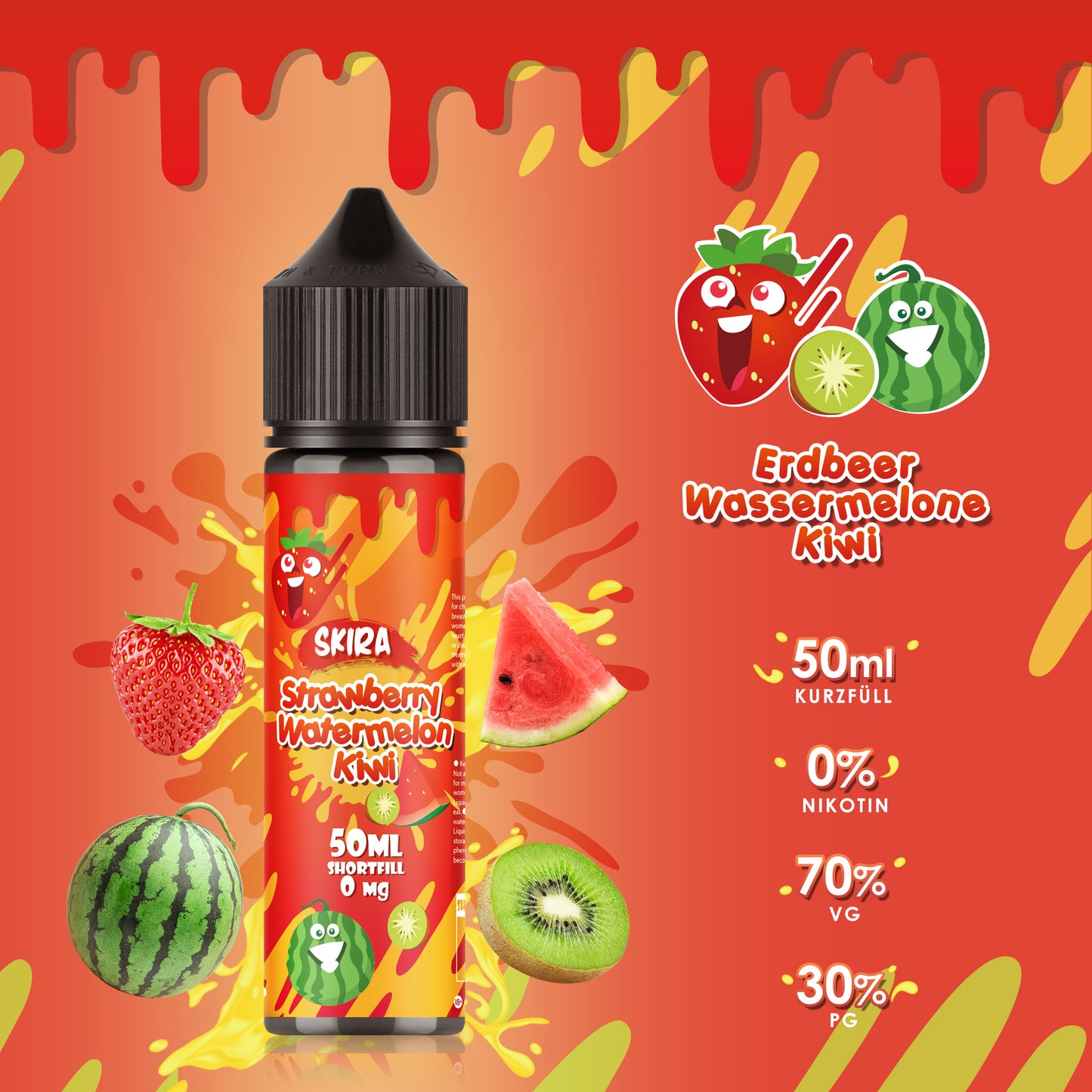 SKIRA Shortfill E Liquid Multifruit 70/30 - Pack of 3 - 50ML