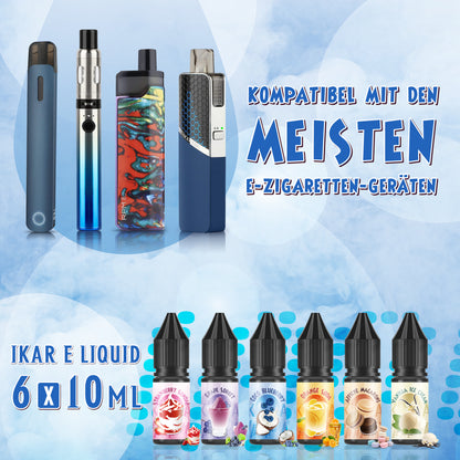 IKAR E Liquid Collection 6 x 10ml No Nicotine 70/30