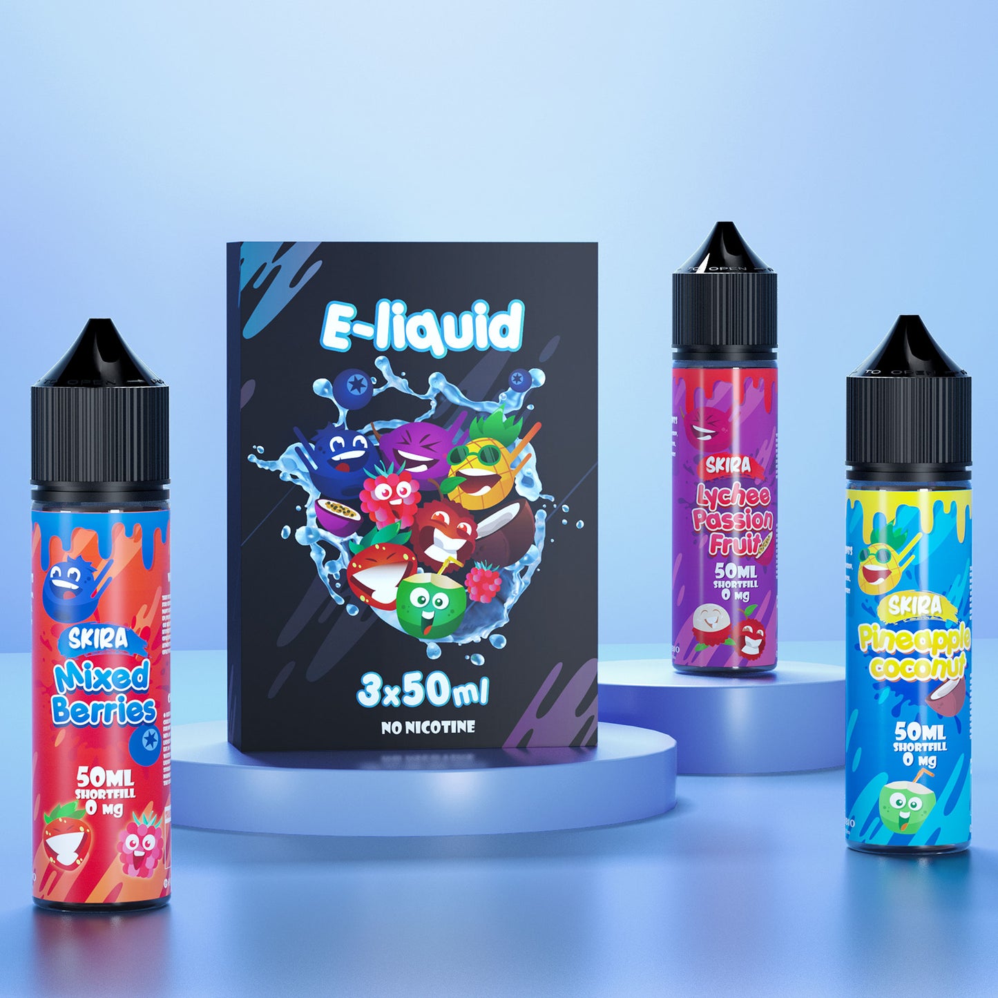 SKIRA Shortfill E Liquid Multifruit 70/30 - Pack of 3 - 50ML