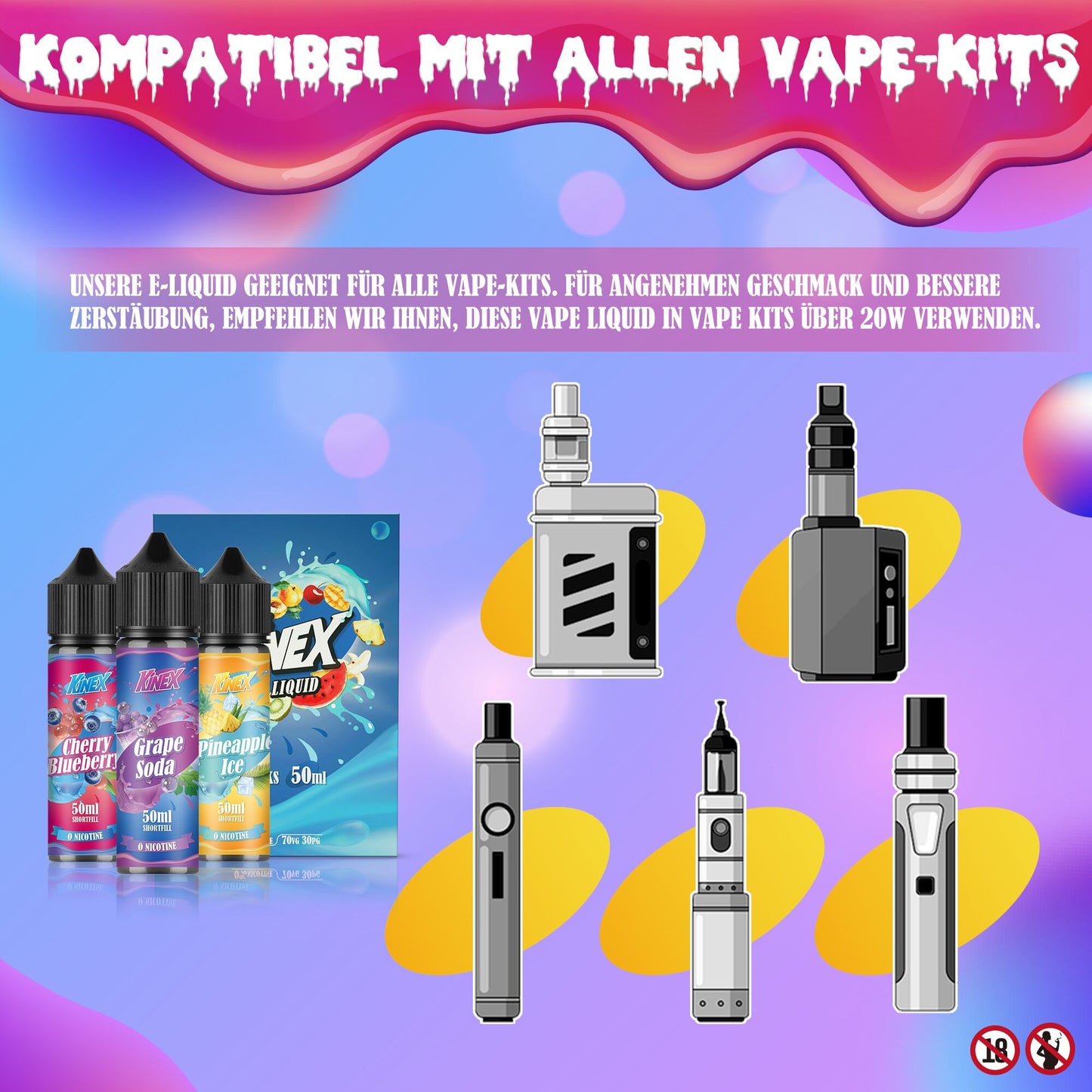 KINEX E Liquid Collection 3 x 50ml Shortfill No Nicotine 70/30