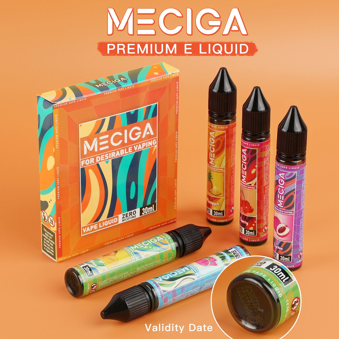 MECIGA E Liquid No Nikotin, 5x30ml , 70VG/30PG