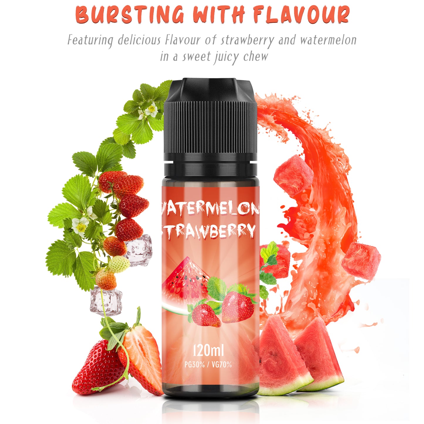 MECIGA Watermelon Strawberry E Liquid No Nicotine 70/30 - 120ml