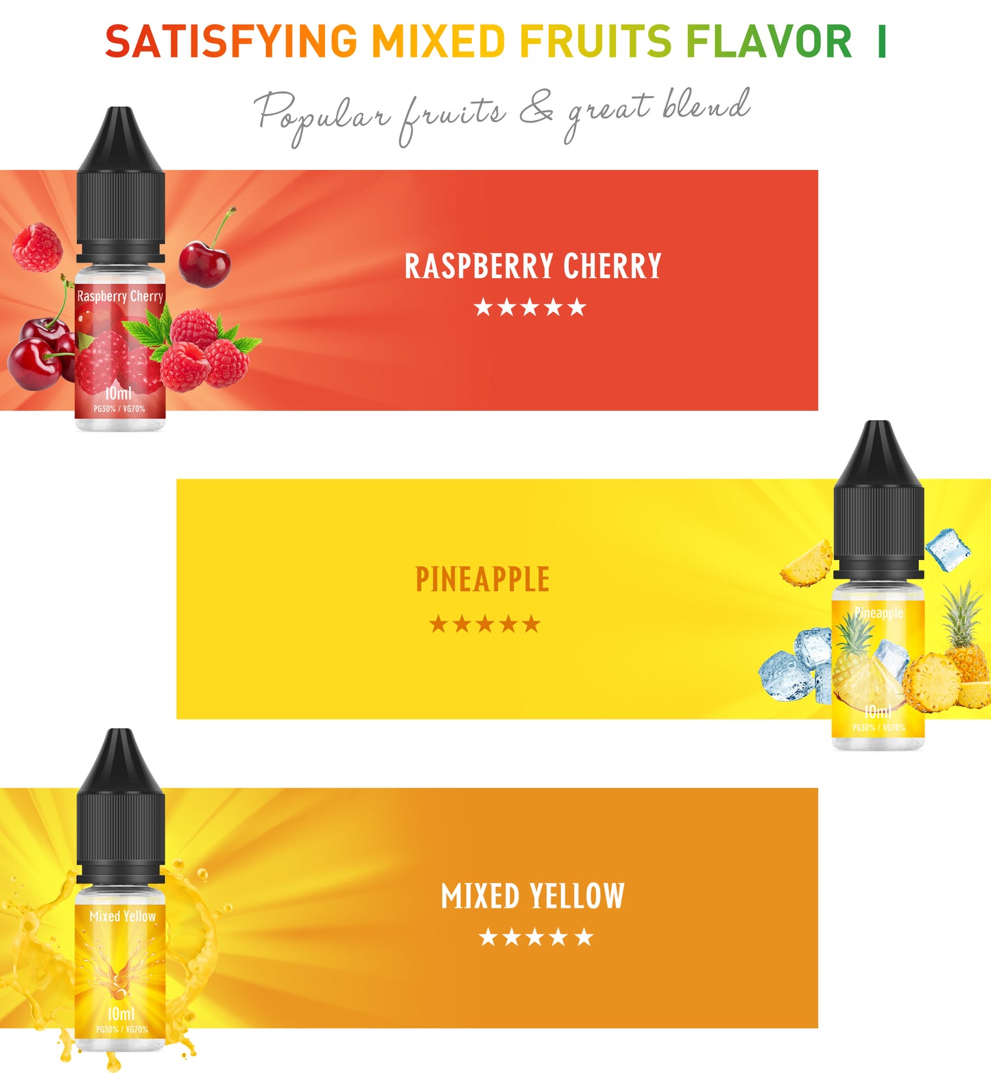 MECIGA E Liquid Collection 6 x 10ml No Nicotine 70/30