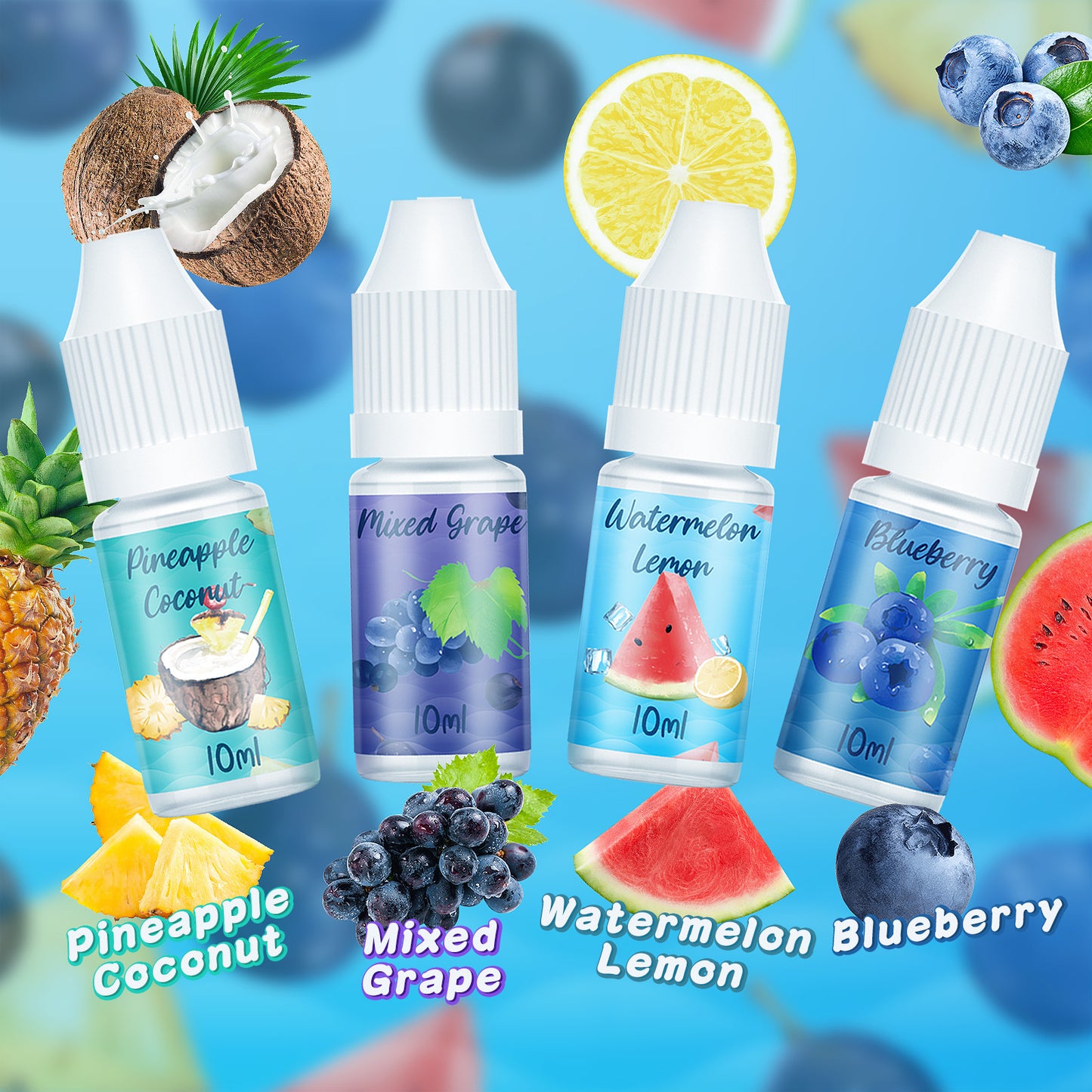 DBL E Liquid 12 x 10ml  Mixed Fruity Flavours Zero Nicotine