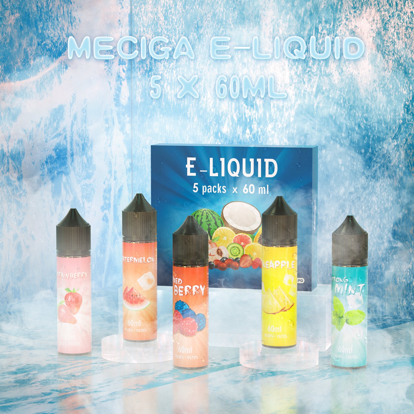 MECIGA E Liquid Collection 5 x 60ml No Nicotine 70/30