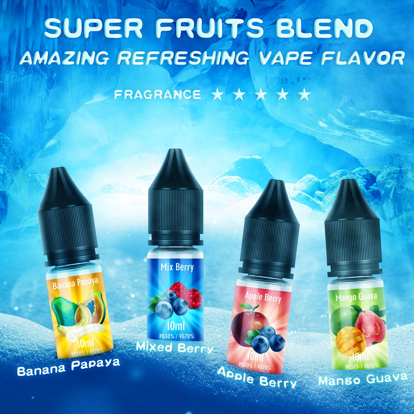 MECIGA E Liquid Multifruit 70/30 - Pack of 12 - 10ML